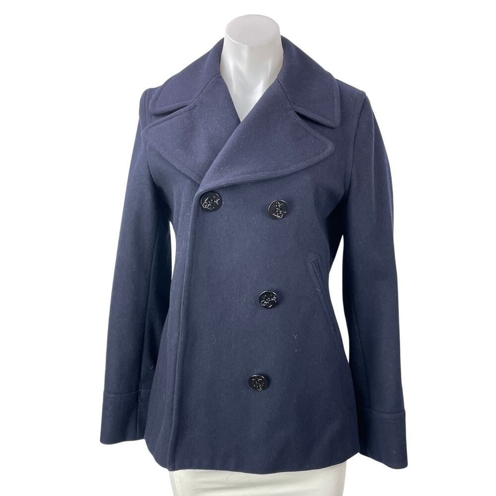 Ralph Lauren Polo Jeans Co. Navy Blue Wool Double Breasted Pea Coat Jacket Sz M